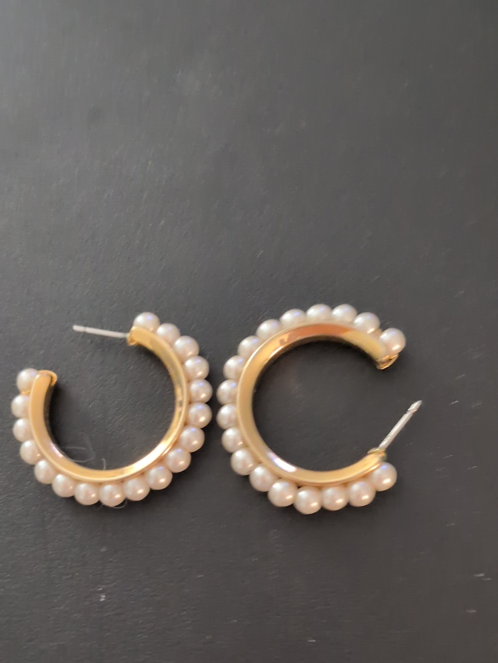 Gold Pearl-Trim Hoop Earrings - Women Jewelry